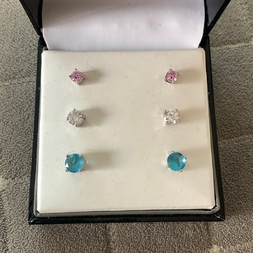 Brand New set of 3 Sterling Silver Stud Earrings